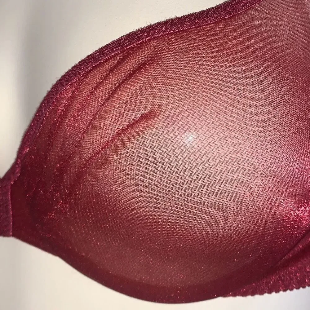 VICTORIA'S SECRET Vintage‎ 1997 Sheer Unpadded Bra Underwire Red Shimmer 34B
